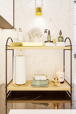 Bino Mutfak Rafı Masaüstü Düzenleyici Organizer Mutfak Banyo Dolabı 2 Katlı Raf Oval Raf Kitaplık. Siyah