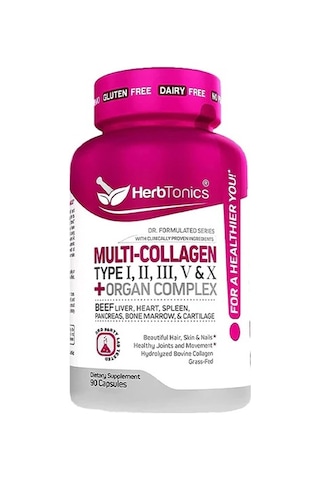 Multi Complex 90 Kapsül +organ Complex Types I, Iı, Iıı, V, And X & 100% Grass-fed Beef Peptide Blend.
