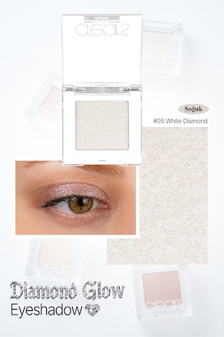 Cre'ars Yoğun Işıltılı Jel Yapılı Tekli Far Diamond Glow Eyeshadow 05 White Diamond