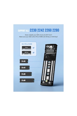 Sd1 M.2 Nvme Pcı-e Tool-free Ssd Disk Kutusu - 10gbps Yüksek Hızlı Usb 3.1 Gen2 Type-c Vidasız Alüminyum Harici Kutu Enclosure