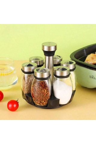 7 Adet Çeşni Şişesi Dönen Taban Çeşni Şişesi Paslanmaz Çelik