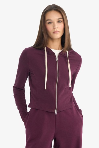 Defacto Oversize Kapüşonlu Fermuarlı Sweatshirt G6384ax25wnbr171 Bordo-br171