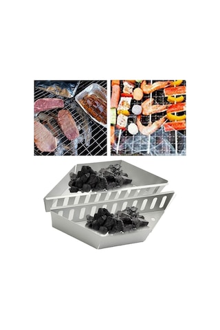 Suntek 2 Parça Gümüş Barbekü Izgara Sepetleri Yakıt Tutucu Gümüş