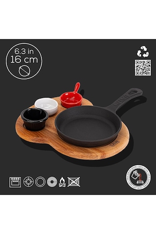 Lava Sahan Yuvarlak Ahşap Stand Siyah Mat 16 Cm Eco K44 Gümüş