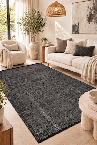 Şönil Kilim Salon Oturma Çocuk Odası Banyo Halısı Mutfak Halısı Balkon Halısı Yıkanabilir Kaymaz Tabanlı Yolluk Antrasit