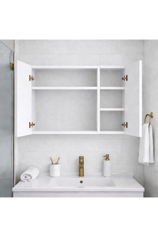 Üç Kapaklı Banyo Dolabı Beyaz