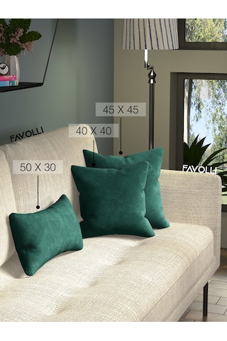 Br Favolli Kadife Dokulu Deniz Yeşili Kırlent Kılıfı Dream Serisi Punch Için Uygun Gizli Fermuar Deniz Yeşili