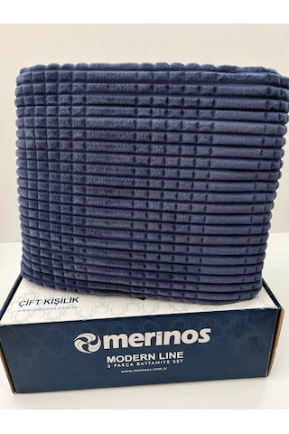 Merinos Modern Line 3 Parça Yatak Örtüsü Lacivert