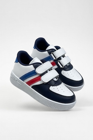 Günlük Kız Erkek Çocuk Spor Ayakkabı Sneaker Cırtlı Çift Şeritli Rahat Hafif Zl001 Lacivert-kırmızı