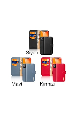 Hepsi Dux Ducis iPhone Uyumlu 11 Pro Max Kılıf Mıknatıslı Cüzdanlı Deri Kılıf Hivo Series- 5775 Najmaddin Siyah