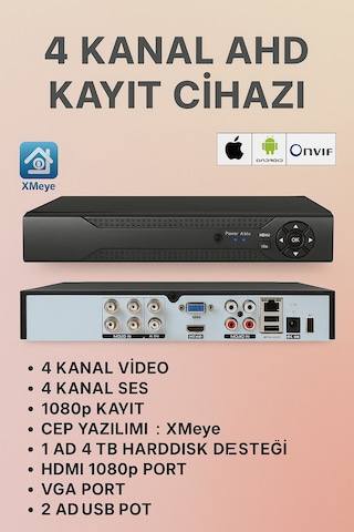 4 Kanal Ahd Xmeye Dvr Kayıt Cihazı