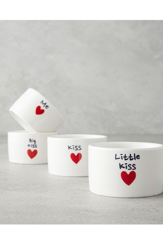 Lovely Stoneware 4'lü Çerezlik 6,5 Cm Kırmızı