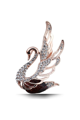 Sones Kadın Moda Kuğu Kristal Eklemeli Matkap Broşlar Mor