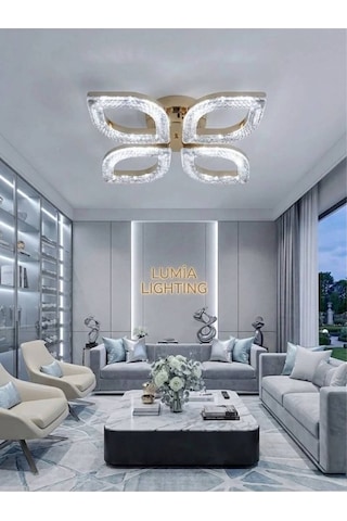 Lumia Lighting Küre Model Gold 6"lı Kumandalı Ledli 3 Renk Modu Kristal Salon Mutfak Yatak Çocuk Odası Avize
