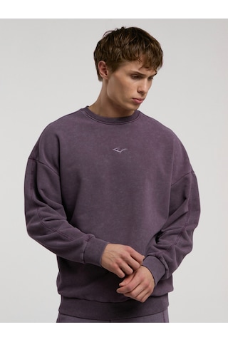 Everlast Bronx 1910 Yıkamalı Mor Erkek Sweatshirt Mor