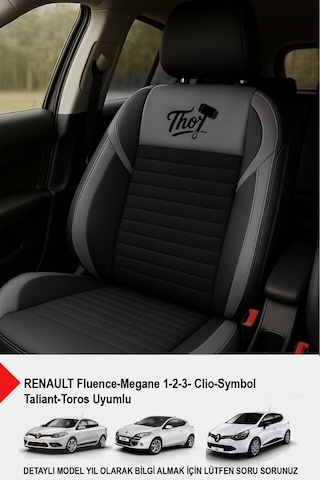Naz Oto Thor Tay Tüyü Oto Koltuk Kılıfı Renault-fluence-megan 1-2-3-clio-symbol-taliant-toros Uyumlu Gri
