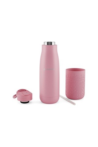 Puccon Pipetli 500 Ml Pembe Paslanmaz Çelik Matara/suluk - Silikon Gövde Yağmur - 50015