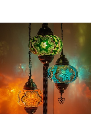 Mozaik 3'lü Lambader, Köşe Lambası, Osmanlı Dekoratif Ev Aydınlatmaları, El Yapımı Mozaik Lamba