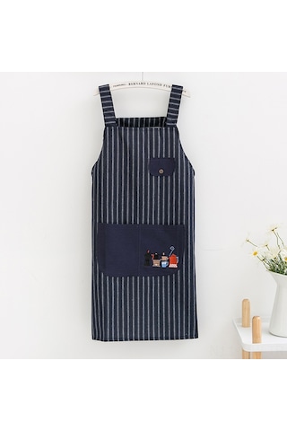 Moveevo Koton Unisex Fırça Desenli Apron: Mutfak, Çizim, Geliştirme İçin Dayanıklı Koruyucu Cila Lacivert Diğer