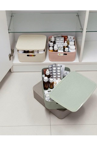 Okyanus Home Linea Smart Box Multi Renk 4,5 Lt 4 Adet Kapaklı Çok Amaçlı Saklama Kutusu Renkli