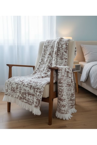 Cyl Çift Kişilik Şönil Battaniye Bordo Çok Renkli