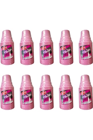 Roll-up Party Dreams Parti Davet Piknik Renkli Plastik Sert Mika Bardak - Pembe - 25'li 10 Paket Pembe
