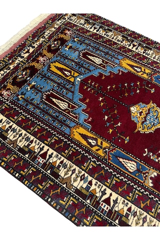 El Dokuma Sıfır Özel Koleksiyonluk Yayhalı Halısı 112x160 Kök Boya Özel Dokuma Halı Mavi