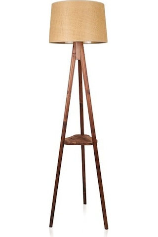 Evidea Lighting Sehpalı Tripod Lambader - Kahverengi / Ceviz - 153 Cm Kahverengi / Ceviz