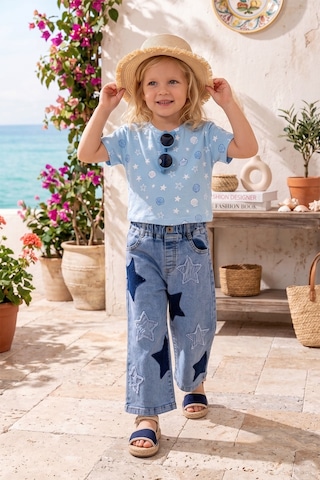 Babymod Yıldız İşlemeli Denim Kız Çocuk Kot Pantolon Mavi