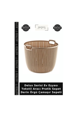 Delux Serisi Ev Eşyası Tekstil Aracı Pratik Sepet Derin Örgü Çamaşır Sepeti Çok Renkli