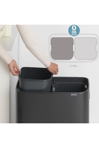 Brabantia Çöp Kutusu 30 + 30 Lt Bo Touch Dokunmatik Kapak Beyaz 1 Beyaz