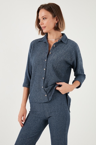 Lela Streç Regular Fit Dokulu Bayan Gömlek 5865975 Indigo