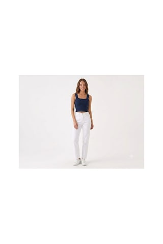Onno Style Women Kolsuz Askılı Kare Yaka Fitilli Triko Kadın Bluz Lacivert