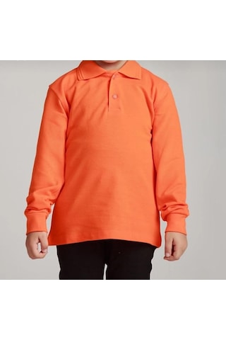 Dıgıl Kids Çocuk Polo Yaka Okul Tişörtü Uzun Kol Turuncu