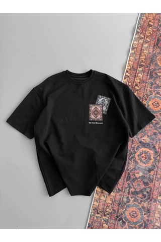 Valensdesign Erkek Baskılı Oversize T-shirt - Siyah