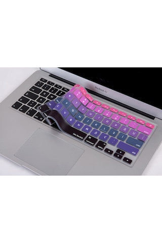 Apple Uyumlu MacBook Air Pro Klavye Koruyucu Us To Tr Ombre Eski Usb Li Model 2008/2017 Yılı İle Uyumlu Lacivert Mavi