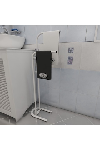 Metallica Concept Retro Beyaz Banyo Havluluğu Banyo Düzenleyici Konsept Havlu