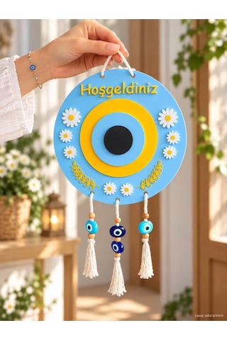 Kapı Süsü Hoşgeldiniz Nazar Boncuklu Hastane Bebek Odası Kapı Süsü Yeni Doğan Bebek Ziyareti Dekoru Çok Renkli