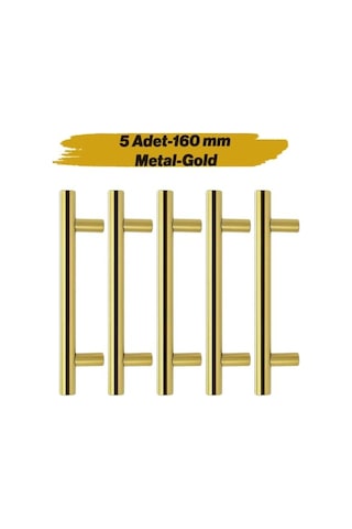 Mobilya Kulpu Mutfak Çekmece Dolap Dolabı Kapak Kulpları Kulbu Gold Altın 160mm 16 Cm Metal 5 Adet Çok Renkli