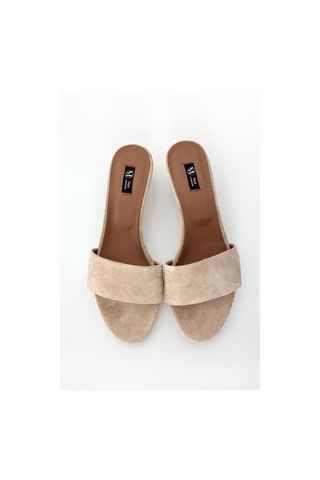 Bej Mini Topuklu Terlik 24471 Bej
