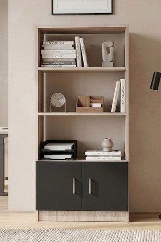 Yurudesign Vario D Ofis Kitaplık Meşe-Siyah