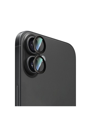 Apple Uyumlu iPhone 16 Caseworld Karbon Fiber Serisi Anti Reflective Ultra Clear Full Kamera Lens Koruyucu Siyah
