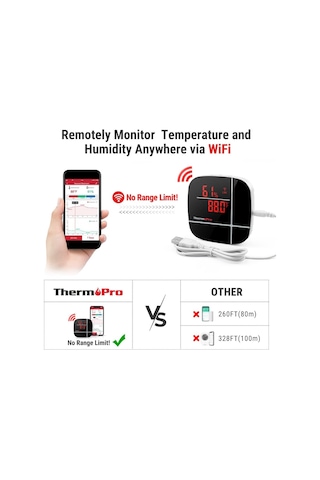 Lexroo Thermopro Tp90 Wifi Akıllı İç Mekan Termometre Ve Nem Ölçer