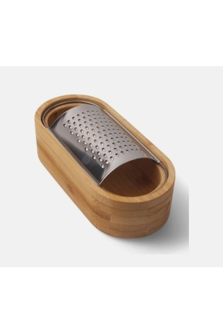 Bambu Hazneli Çelik Rende 15cm X 7cm Ahşap - Metalik