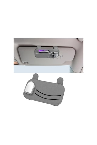Gri Araba Güneşlik Düzenleyici, Deri Araç Saklama Gözlük Cebi Bilet Tutucu, Araba İçi Güneş Gözlüğü Kartlık Çanta Tutucu Aksesuar