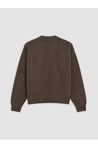 Lcwaıkıkı Classic Kahverengi Bisiklet Yaka Oversize Kadın Triko Kazak