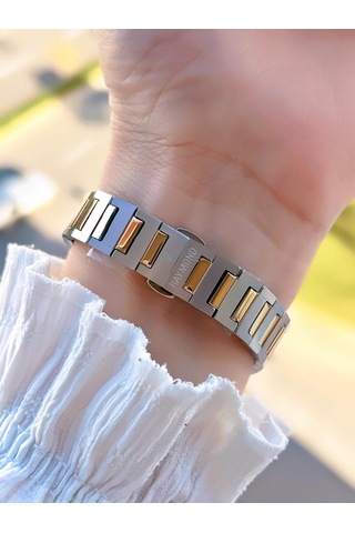 Raymond 2 Yıl Garantili Çelik Kasa Ve Kordon Kararma Renk Atma Yapmaz 5 Atm Kadın Kol Saati 611189.2 Gümüş - Sarı