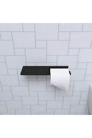 Aju Tuvalet Kağıtlığı, Modern Metal Rulo Tuvalet Kağıdı Tutucu, Banyo Aksesuarları, Rafı, Düzenleyici Siyah