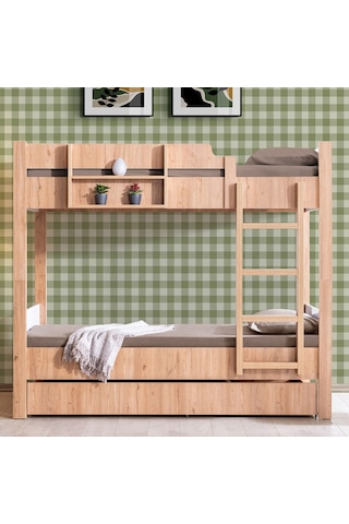 Ranza, Asya Ayrılabilir Yavrulu Ranza, Ceviz - Beyaz + 2 Adet Comfort Yatak 90 X 190 CM