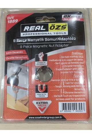 Real Özs 9 Parça Manyetik Somun Adaptörü Bits Lokma Adaptör Sürat